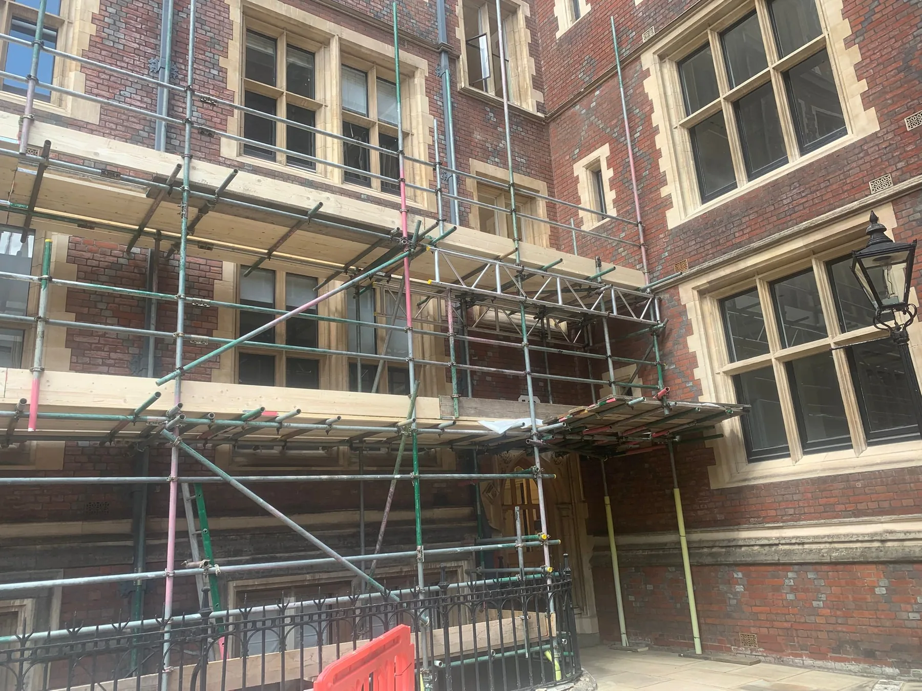 Commercial scaffolding installed around a period brick building in Bromley
